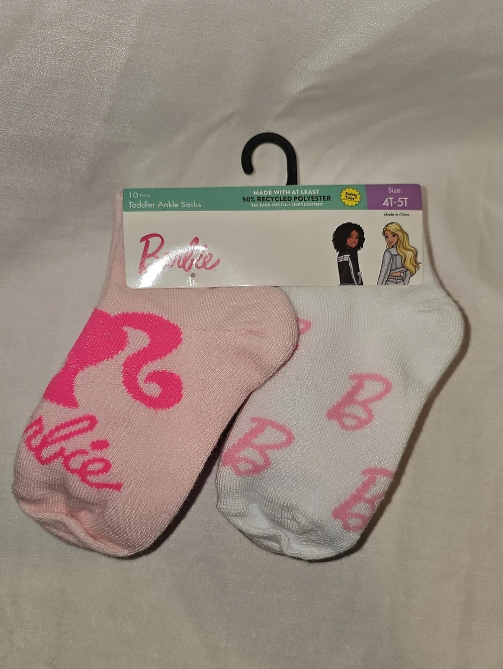 Mattel-Barbie Character Toddler Ankle Socks, 10-pack, Size 4T-5T New
